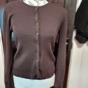 Kasper Brown Sleeveless Sweater & Cardigan